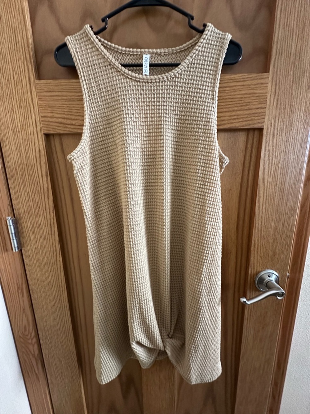 Waffle Knit Swimsuit Coverup in Beige